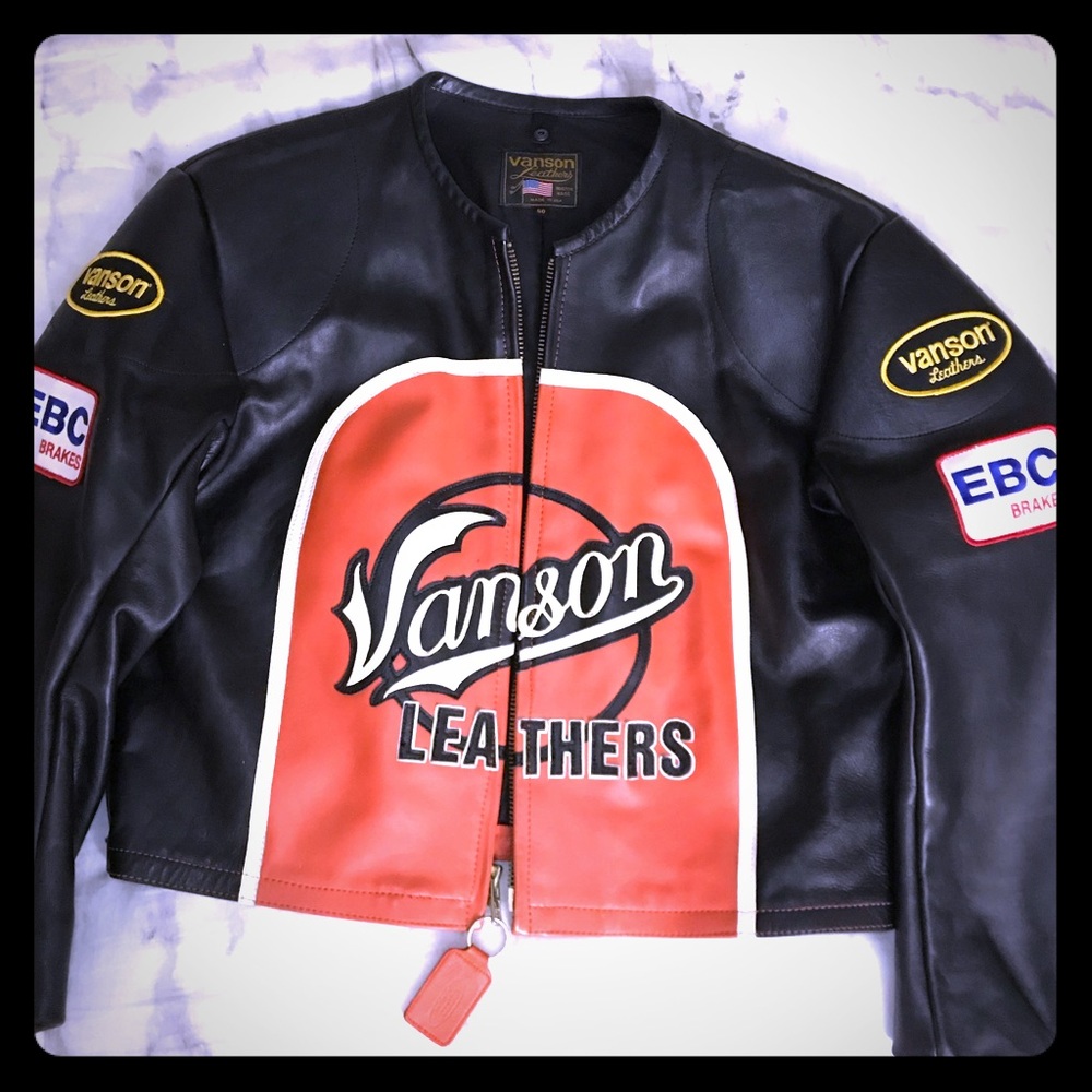 Authentic Leather VANSON Motorcycle Racing Jacket.